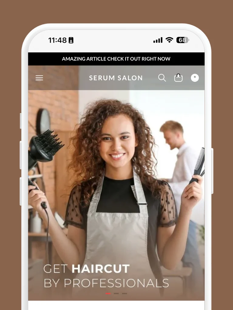 A salon storefront on Ooulet showing a haircut service