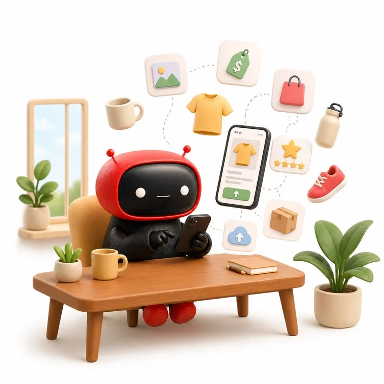 Auro adding products, photos and prices to a new store from a phone